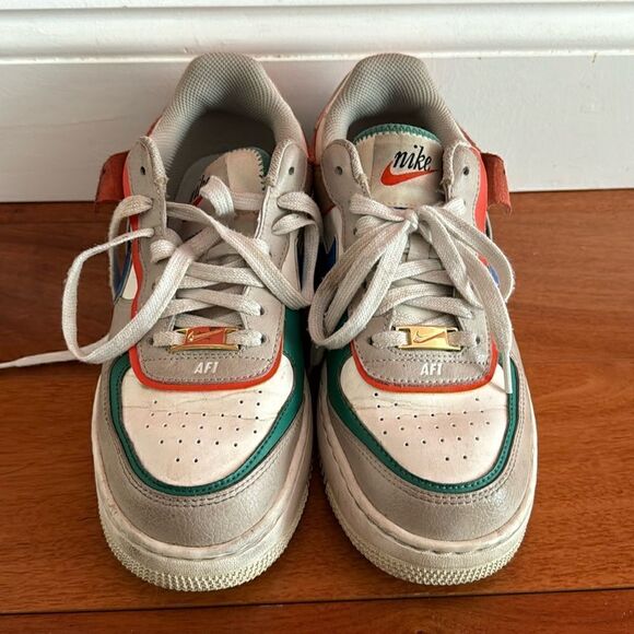 Nike Women's Sneakers Air Force 1 Low Shadow Sail Blue Green sz 8 CI0919-109 - Picture 1 of 10
